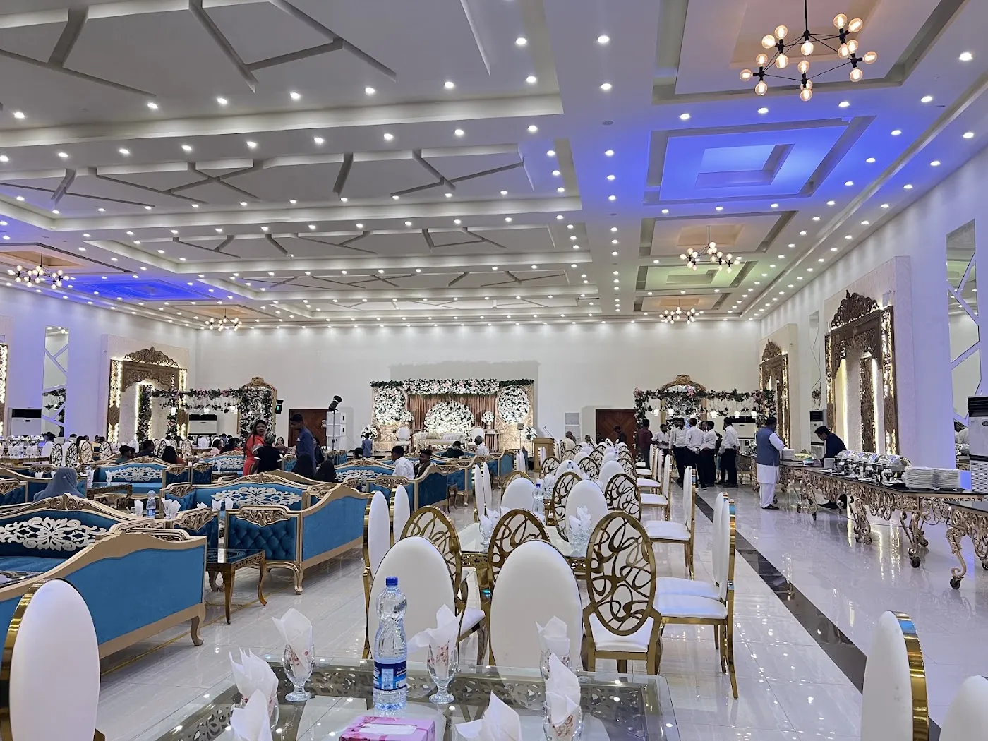 The main hall set for a wedding